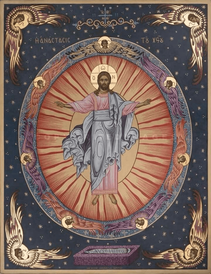 Christ ascending in glory, surrounded by angels